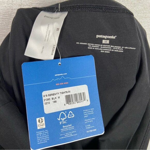 NWT Patagonia Black Serenity Tights Pants Roll Over Waist Lounge Comfy Casual - Picture 3 of 4